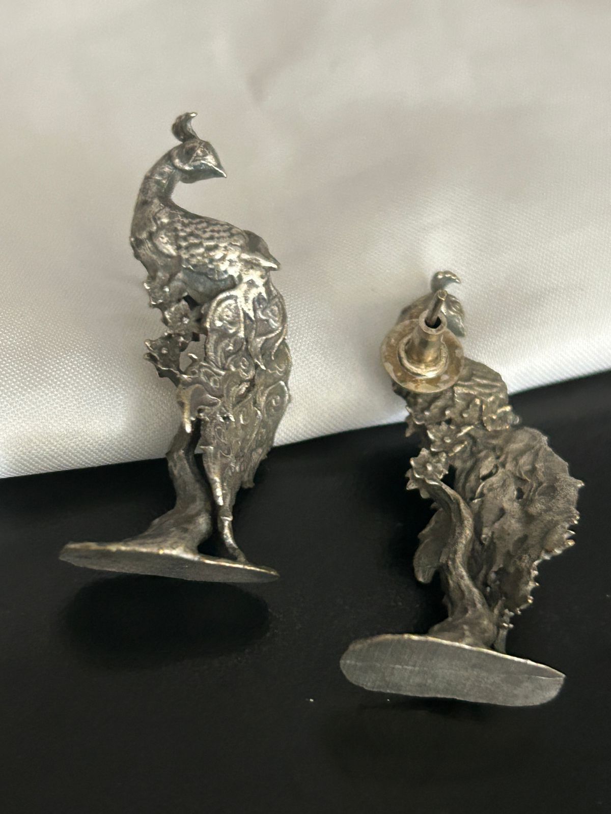 Antique Oxidized Silver Peacock Earrings – Statement Ethnic Jewelry